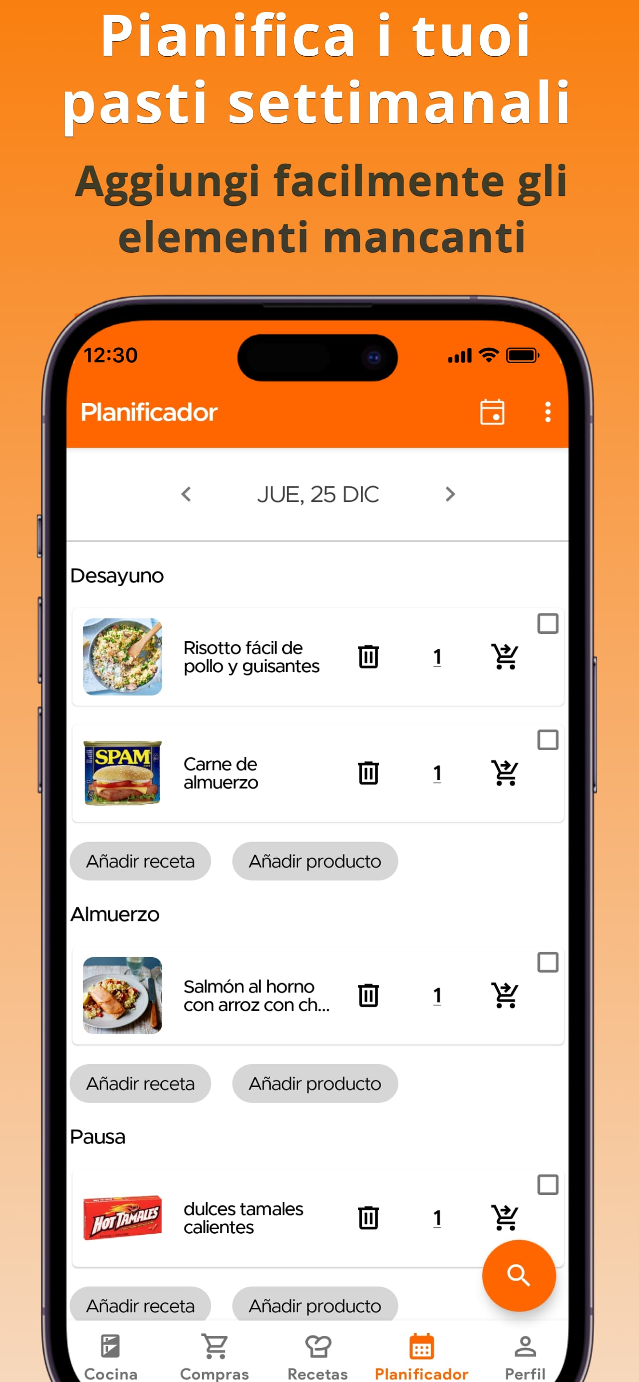 Meal Planner Calendar View